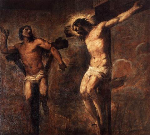 Tiziano: Krisztus a jobb latorral